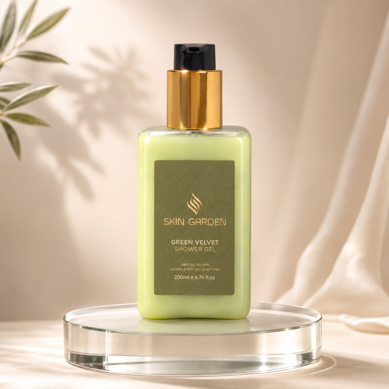 Green Velvet Shower Gel hydrating body cleanser bottle - Skin Garden
