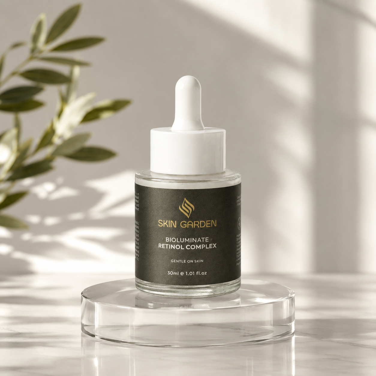 Bio Luminate Retinol Complex plant-based retinol serum bottle - Skin Garden