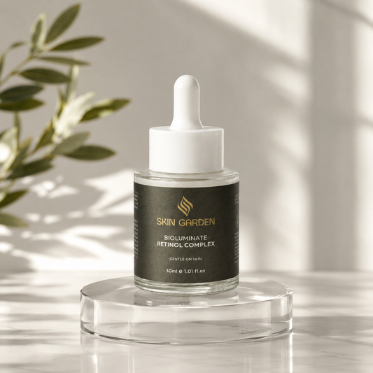 Bio Luminate Retinol Complex plant-based retinol serum bottle - Skin Garden
