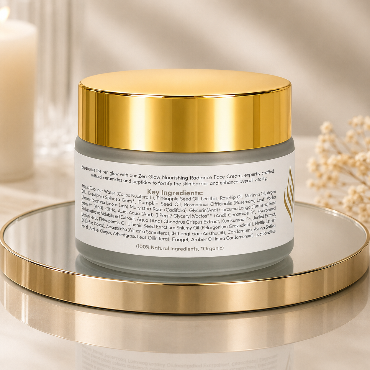 Zen Glow face cream texture and packaging - Skin Garden